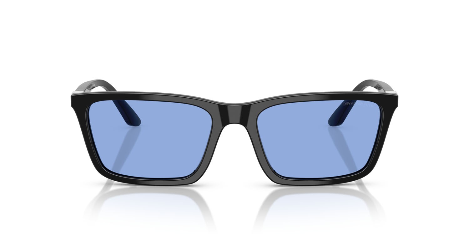 Sunglasses Emporio Armani EA 4239U (501780) color nero lucido shape rectangle lenses blu