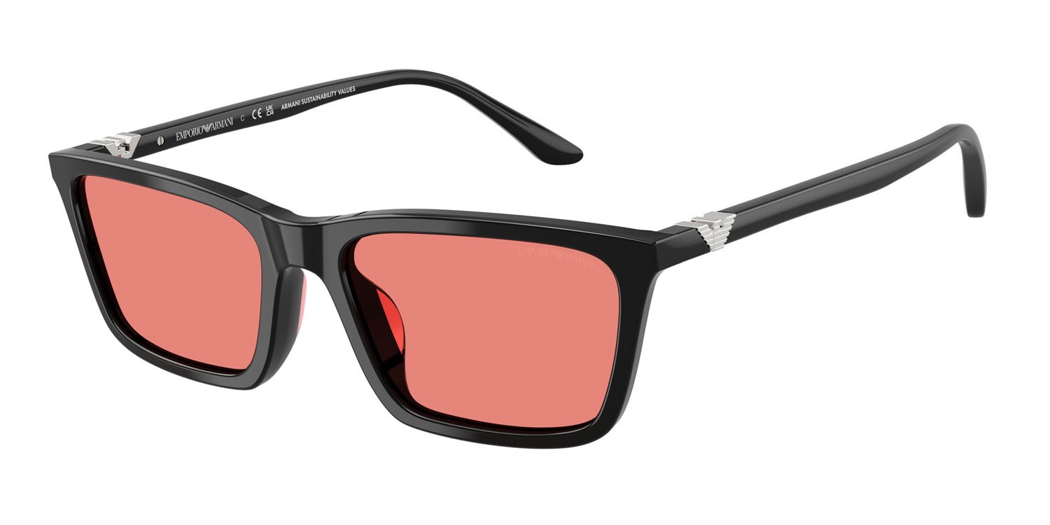 Occhiali da sole Emporio Armani EA 4239U (501784) colore nero lucido forma rettangolare lenti rosa