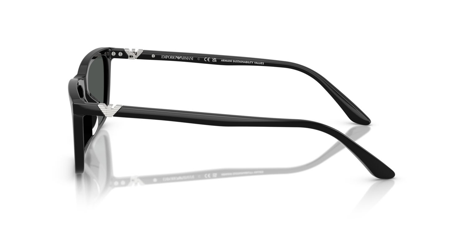 Sunglasses Emporio Armani EA 4239U (501787) color nero lucido shape rectangle lenses grigio scuro
