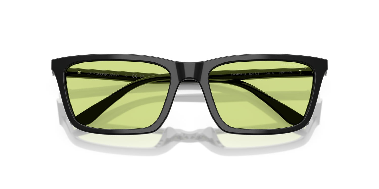 Sunglasses Emporio Armani EA 4239U (5017/2) color nero lucido shape rectangle lenses verde
