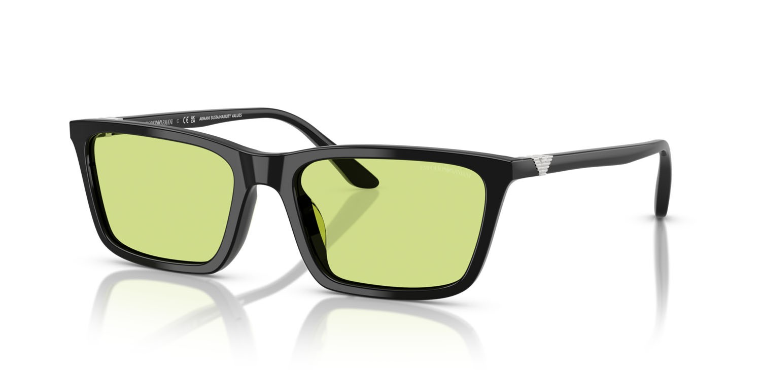 Sunglasses Emporio Armani EA 4239U (5017/2) color nero lucido shape rectangle lenses verde
