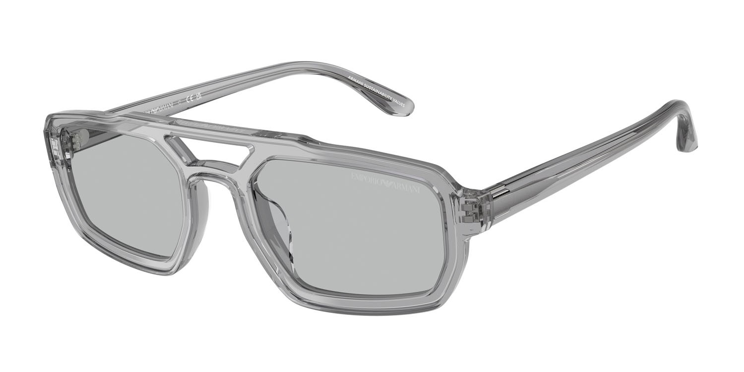 Occhiali da sole Emporio Armani EA 4240U (620287) colore grigio trasparente lucido forma irregolare lenti grigio chiaro