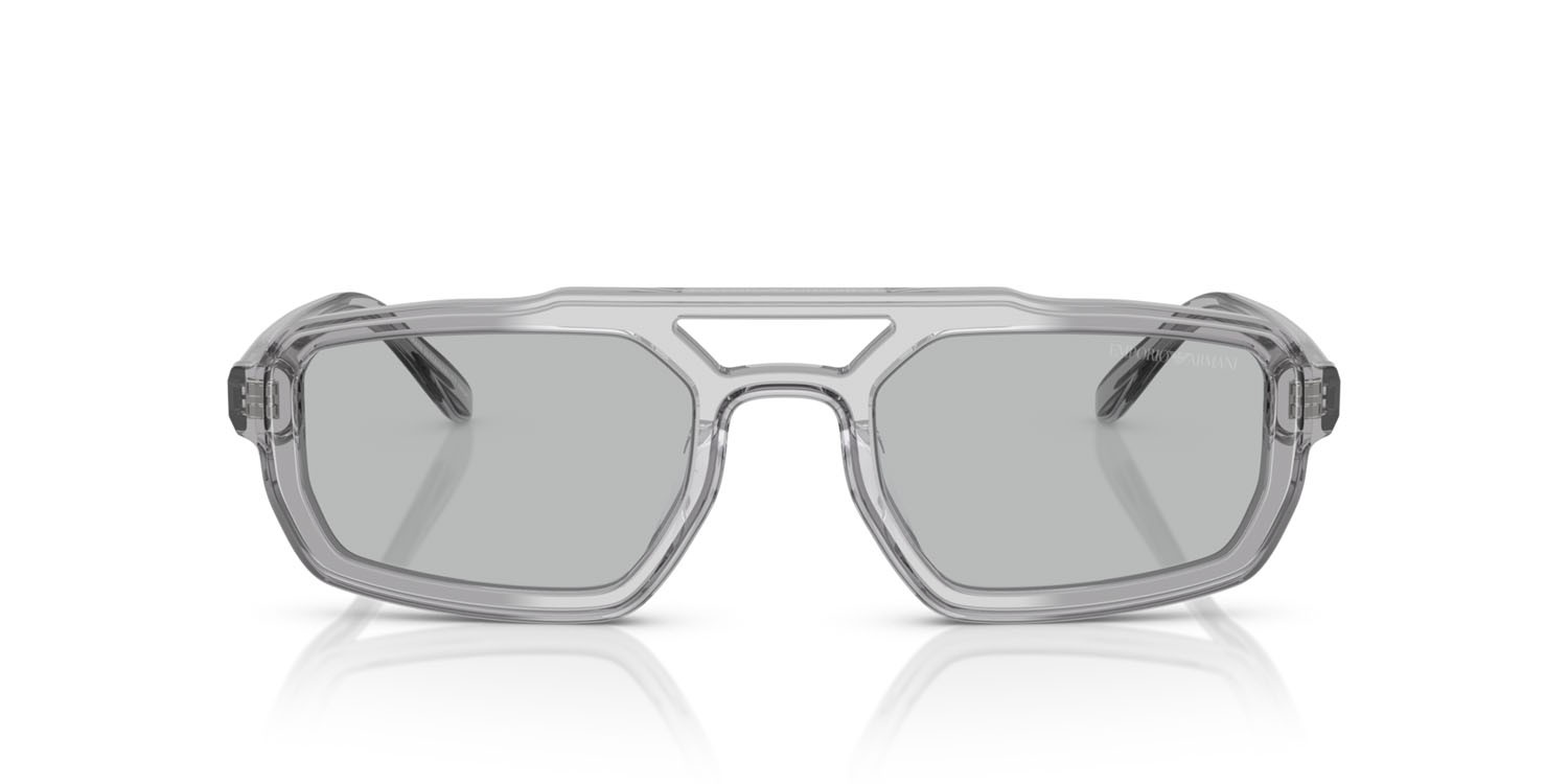 Occhiali da sole Emporio Armani EA 4240U (620287) colore grigio trasparente lucido forma irregolare lenti grigio chiaro