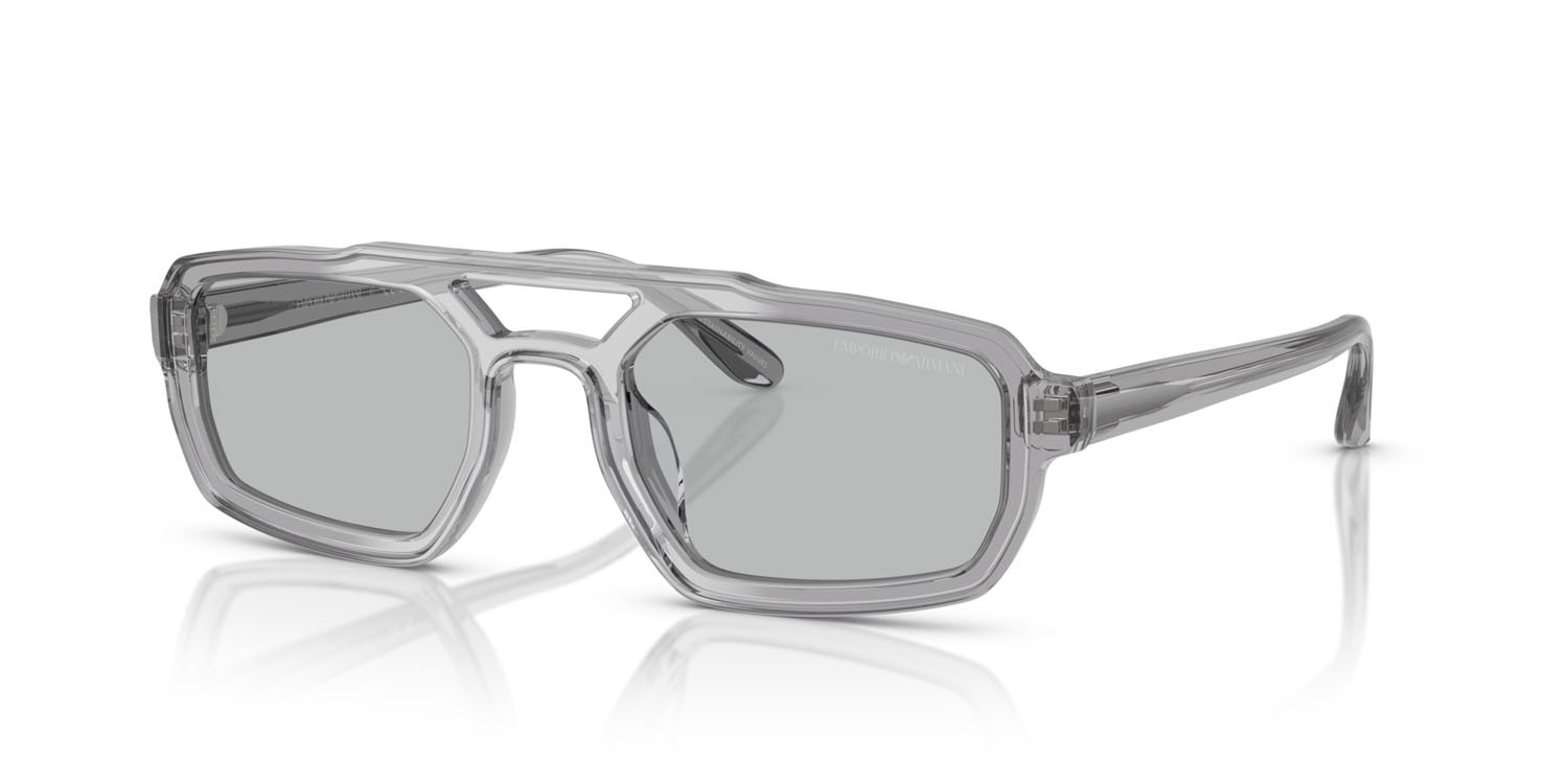 Occhiali da sole Emporio Armani EA 4240U (620287) colore grigio trasparente lucido forma irregolare lenti grigio chiaro