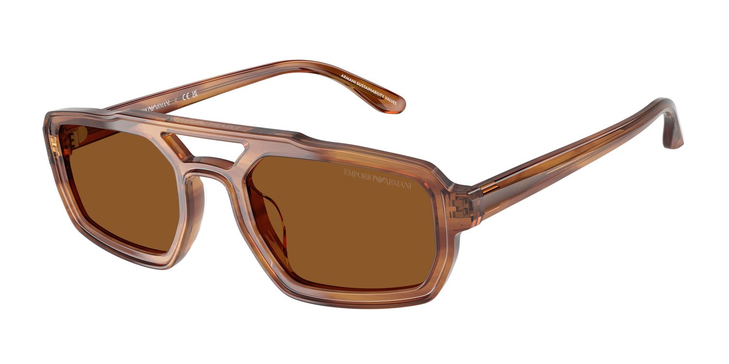 Occhiali da sole Emporio Armani EA 4240U (620373) colore marrone havana lucido forma irregolare lenti marrone