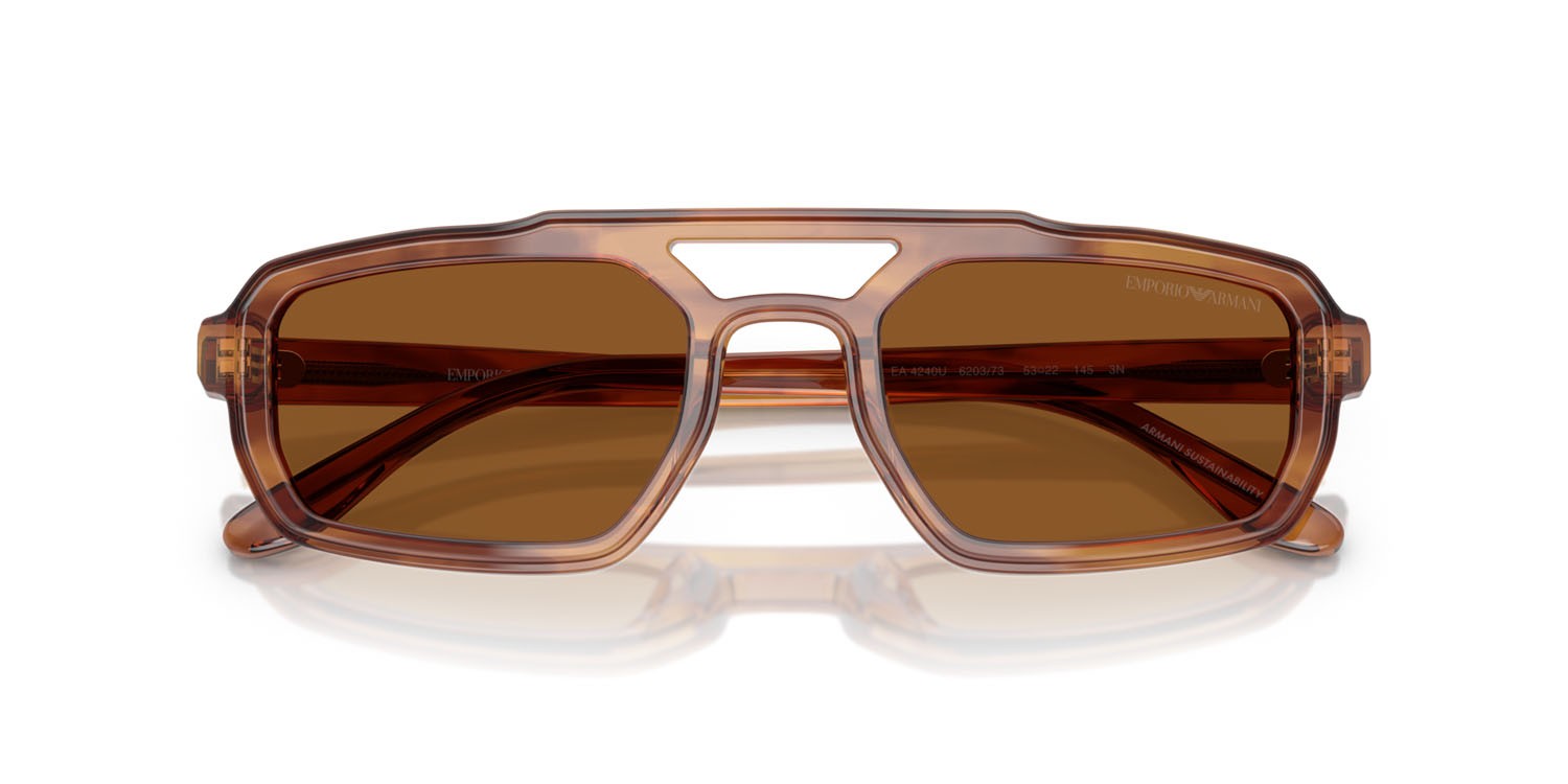 Occhiali da sole Emporio Armani EA 4240U (620373) colore marrone havana lucido forma irregolare lenti marrone