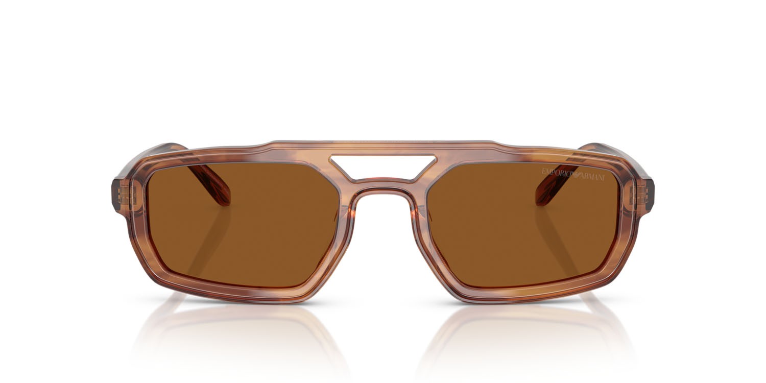 Occhiali da sole Emporio Armani EA 4240U (620373) colore marrone havana lucido forma irregolare lenti marrone