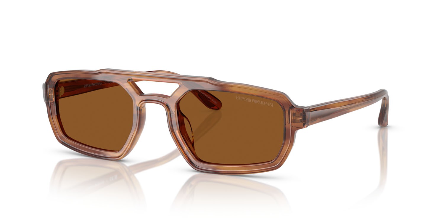 Occhiali da sole Emporio Armani EA 4240U (620373) colore marrone havana lucido forma irregolare lenti marrone