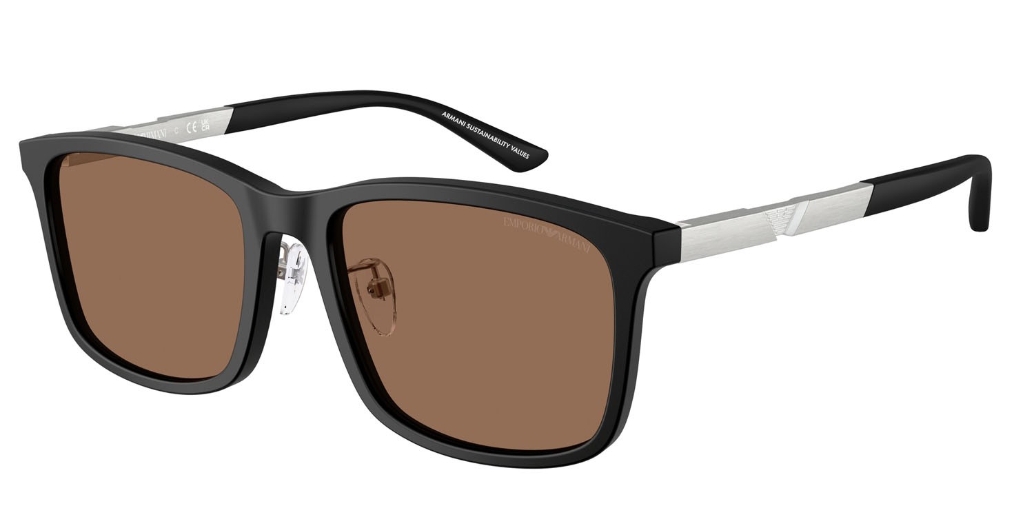 Occhiali da sole Emporio Armani EA 4241D (500173) colore nero opaco forma quadrato lenti marrone scuro