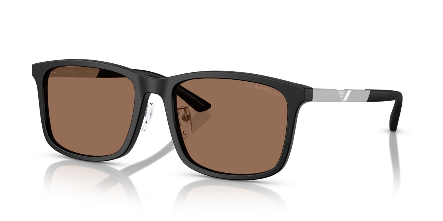 Occhiali da sole Emporio Armani EA 4241D (500173) colore nero opaco forma quadrato lenti marrone scuro
