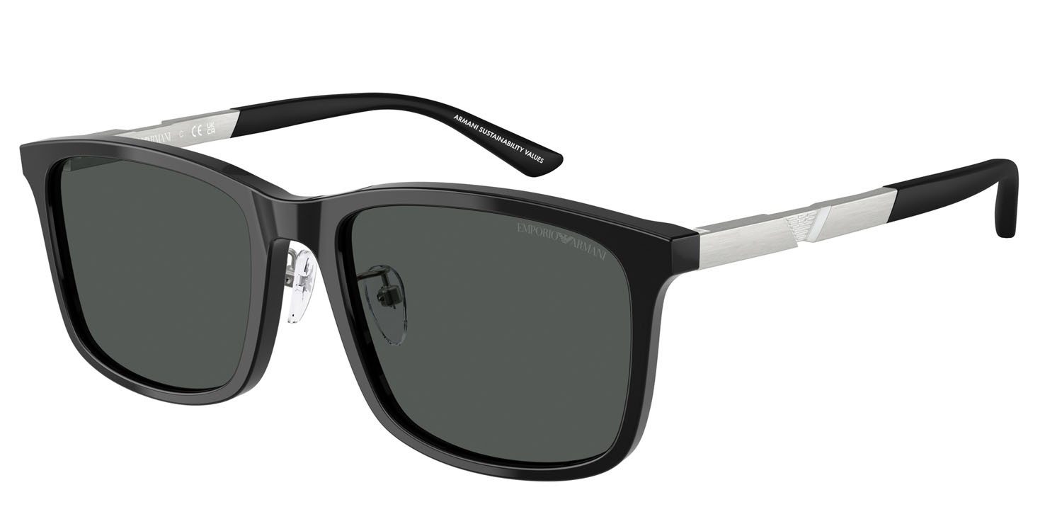 Occhiali da sole Emporio Armani EA 4241D (501787) colore nero lucido forma quadrato lenti grigio scuro