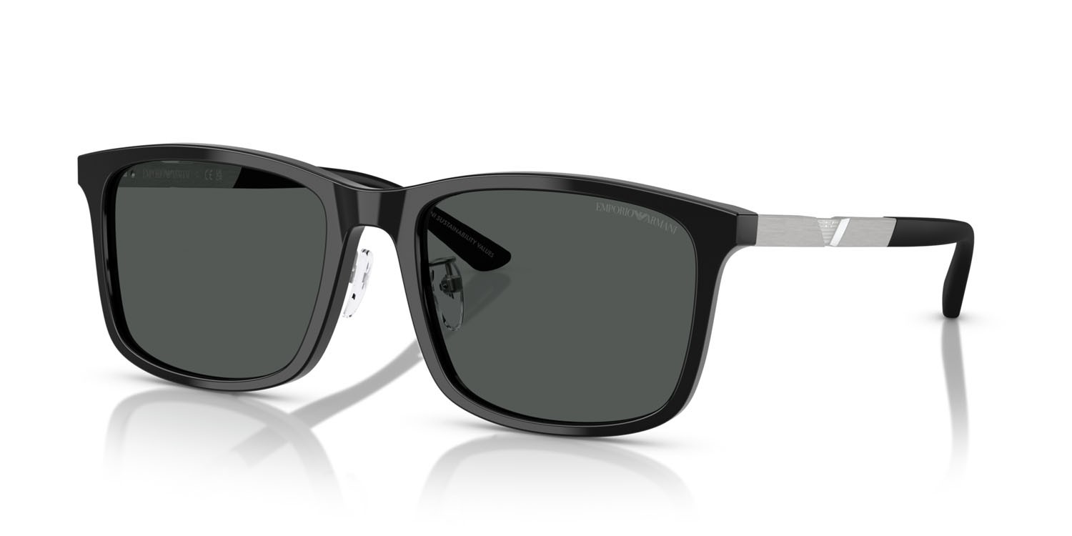 Occhiali da sole Emporio Armani EA 4241D (501787) colore nero lucido forma quadrato lenti grigio scuro