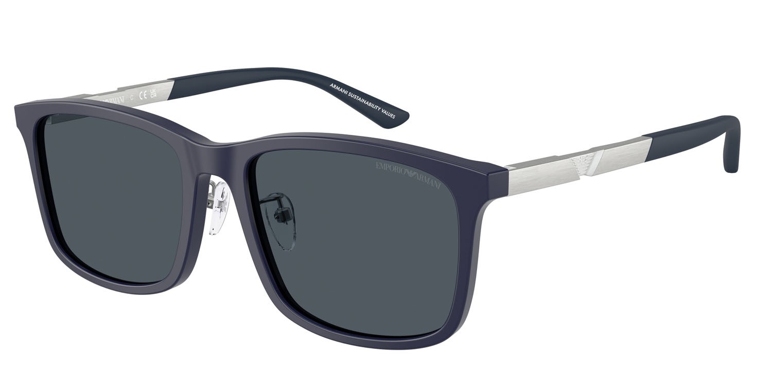 Occhiali da sole Emporio Armani EA 4241D (618987) colore blu scuro opaco forma quadrato lenti blu