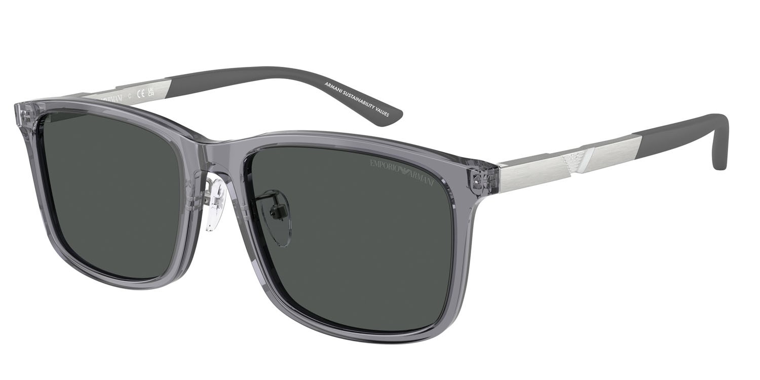 Occhiali da sole Emporio Armani EA 4241D (620687) colore grigio trasparente lucido forma quadrato lenti grigio scuro