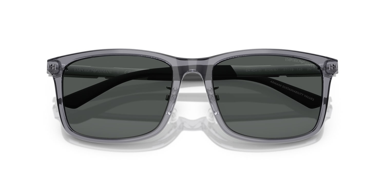 Occhiali da sole Emporio Armani EA 4241D (620687) colore grigio trasparente lucido forma quadrato lenti grigio scuro