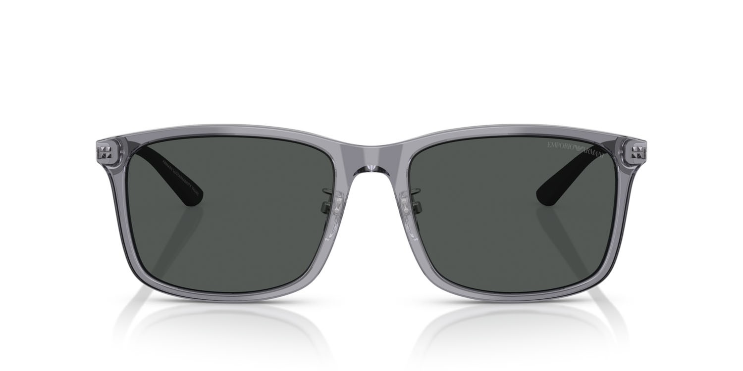 Occhiali da sole Emporio Armani EA 4241D (620687) colore grigio trasparente lucido forma quadrato lenti grigio scuro
