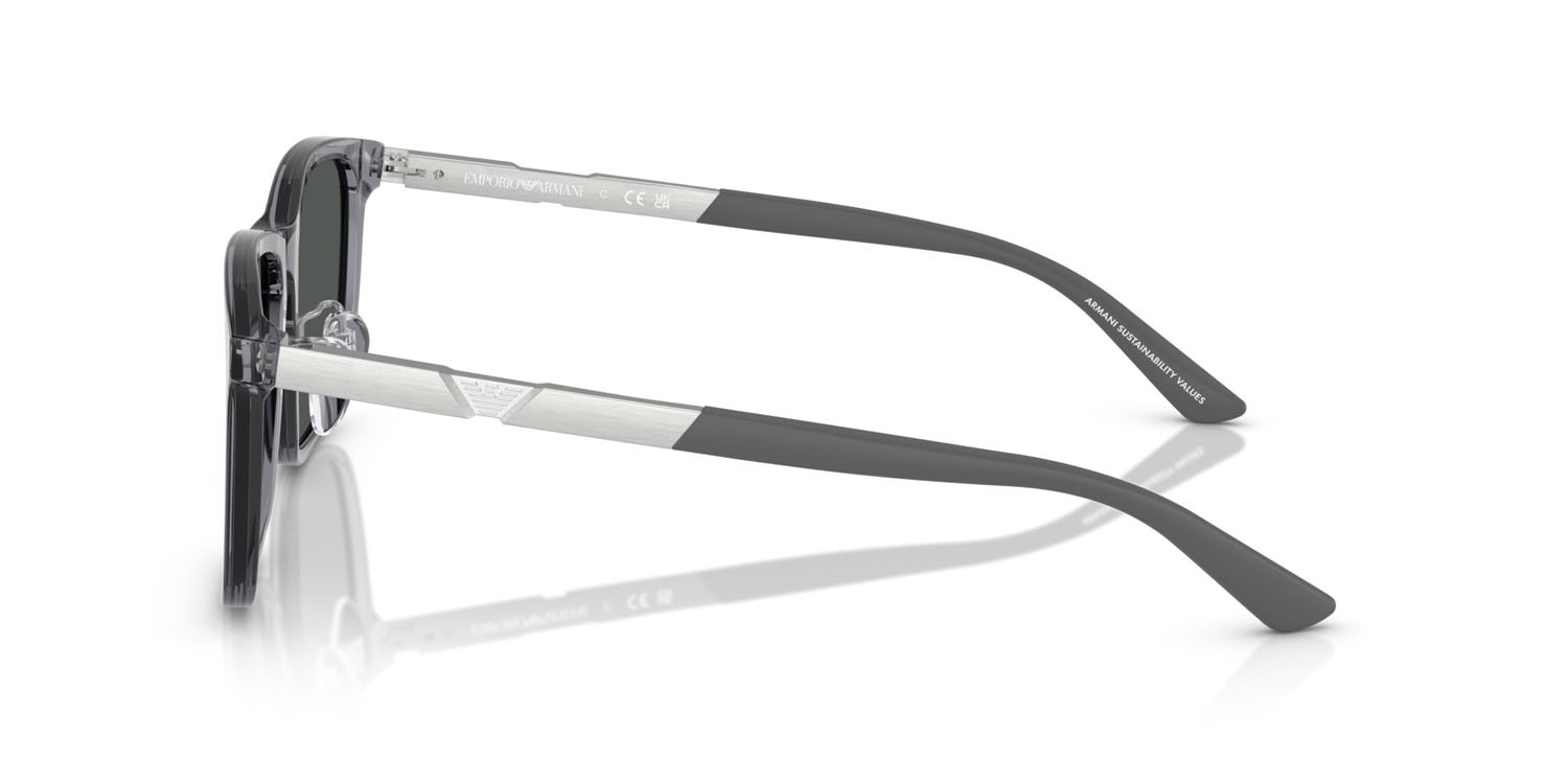 Occhiali da sole Emporio Armani EA 4241D (620687) colore grigio trasparente lucido forma quadrato lenti grigio scuro