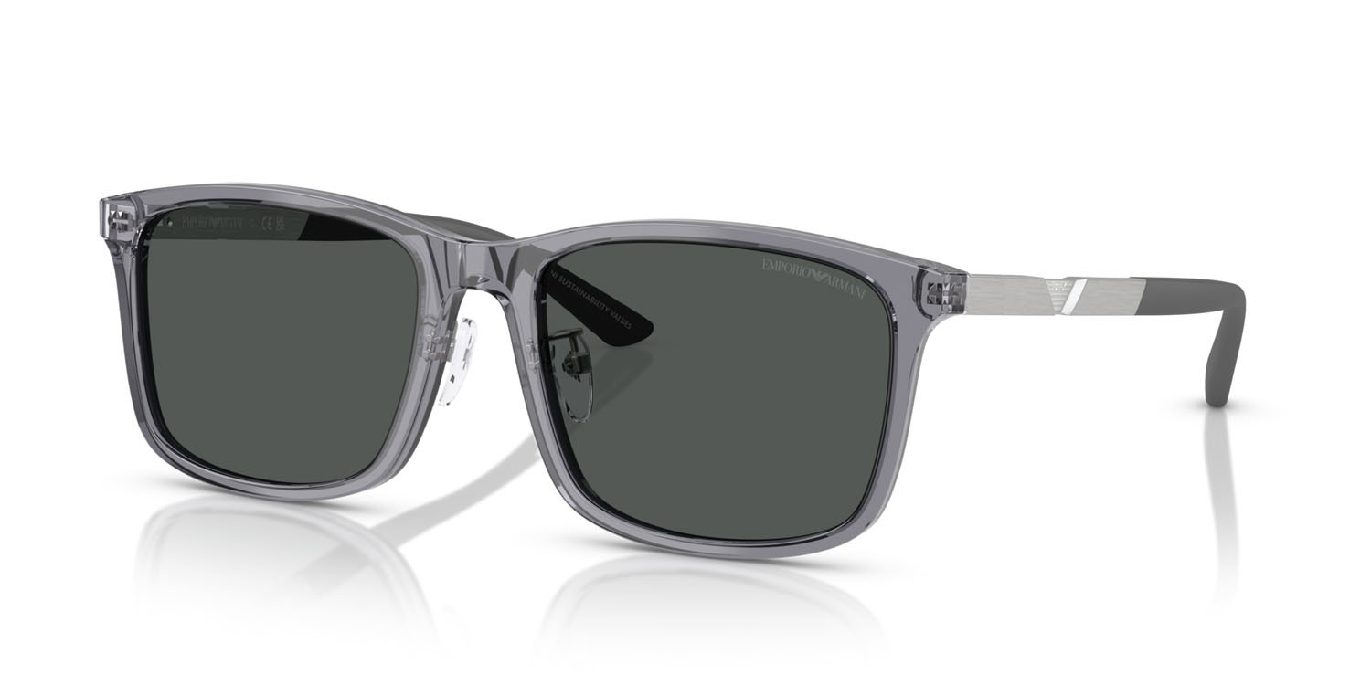 Occhiali da sole Emporio Armani EA 4241D (620687) colore grigio trasparente lucido forma quadrato lenti grigio scuro