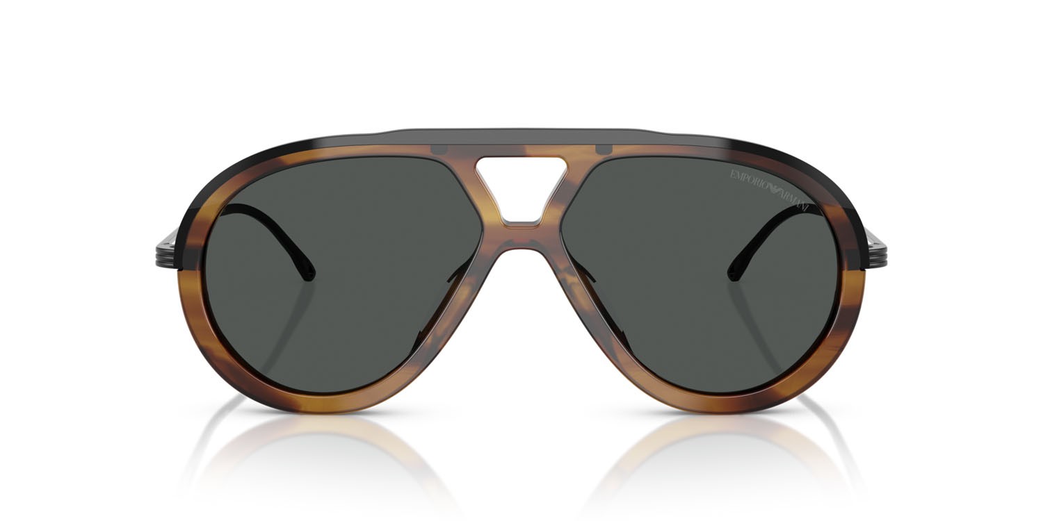 Occhiali da sole Emporio Armani EA 4242U (621287) colore marrone brillante striato forma aviator lenti grigio scuro