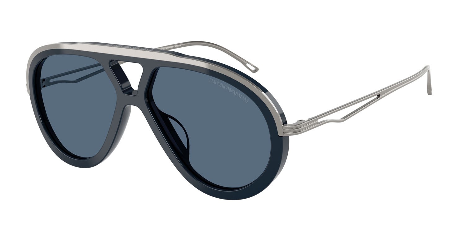 Occhiali da sole Emporio Armani EA 4242U (621380) colore blu lucido forma aviator lenti blu