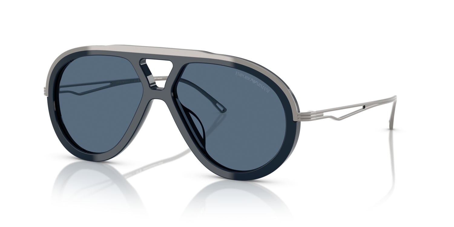 Occhiali da sole Emporio Armani EA 4242U (621380) colore blu lucido forma aviator lenti blu