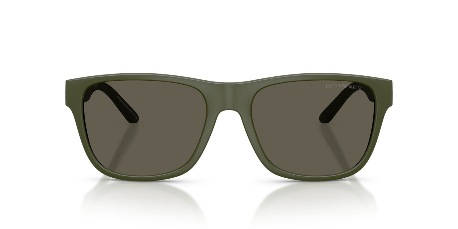 Occhiali da sole Emporio Armani EA 4243 (618471) colore verde opaco forma quadrato lenti marrone scuro