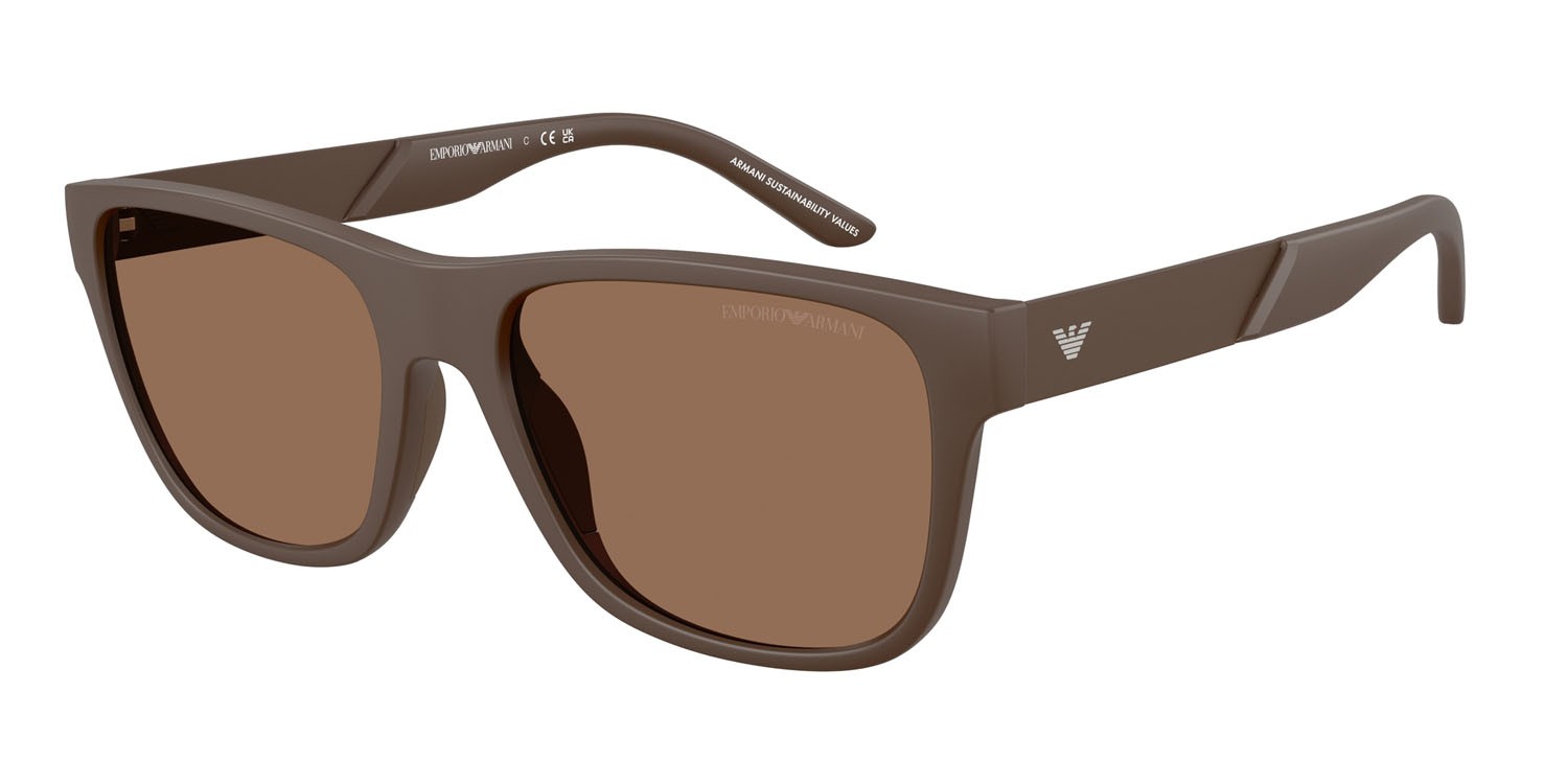 Occhiali da sole Emporio Armani EA 4243 (624373) colore marrone opaco forma quadrato lenti marrone scuro