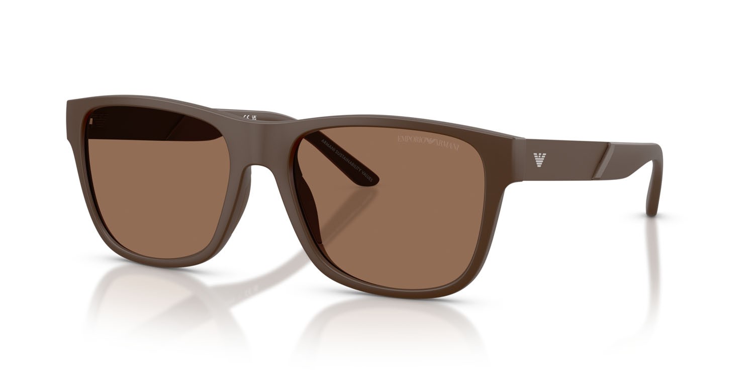 Occhiali da sole Emporio Armani EA 4243 (624373) colore marrone opaco forma quadrato lenti marrone scuro