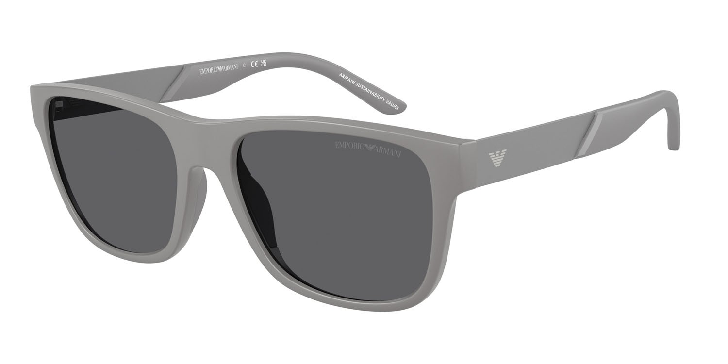 Occhiali da sole Emporio Armani EA 4243 (6245/1) colore grigio opaco forma quadrato lenti polar grigia
