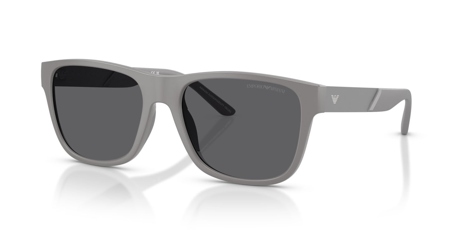 Occhiali da sole Emporio Armani EA 4243 (6245/1) colore grigio opaco forma quadrato lenti polar grigia