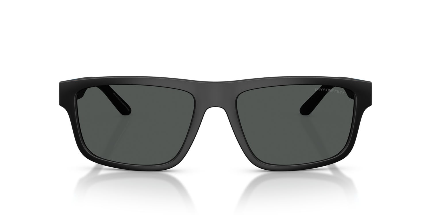 Occhiali da sole Emporio Armani EA 4244U (500187) colore nero opaco forma rettangolare lenti grigio scuro