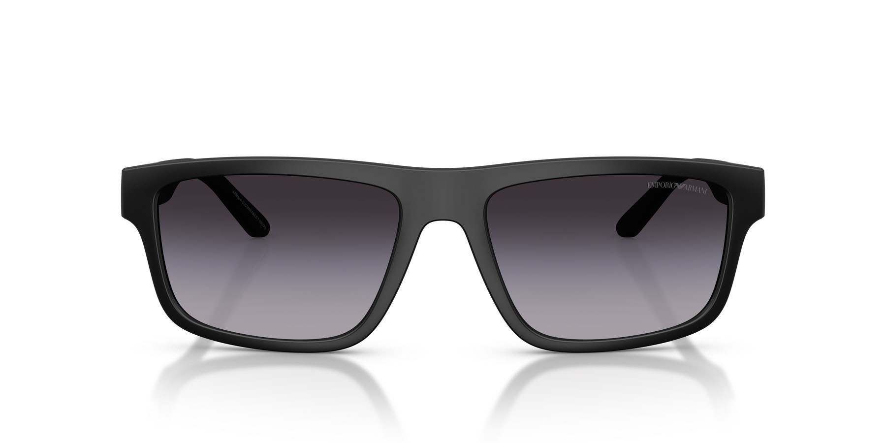 Occhiali da sole Emporio Armani EA 4244U (50018G) colore nero opaco forma rettangolare lenti sfumato grigio