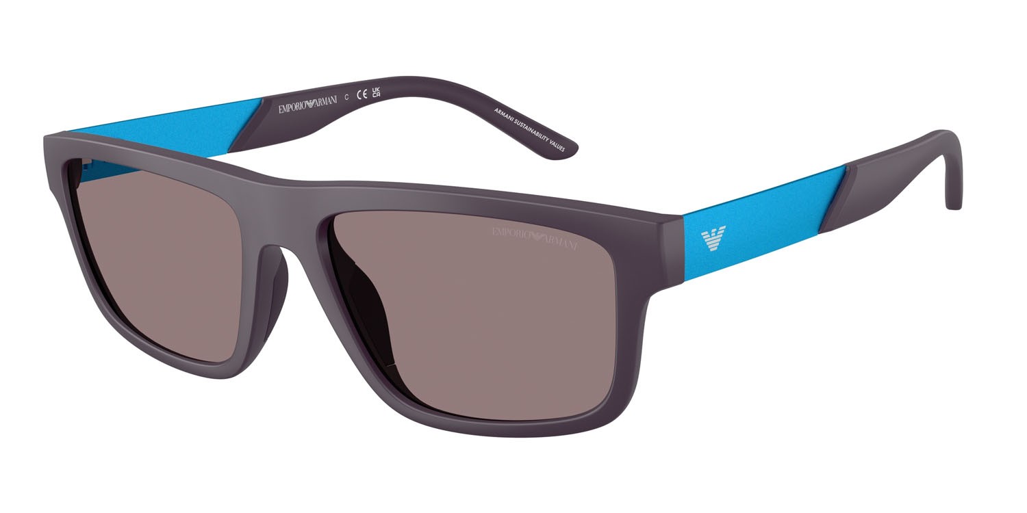 Sunglasses Emporio Armani EA 4244U (62427N) color violetto opaco shape rectangle lenses marrone violetto