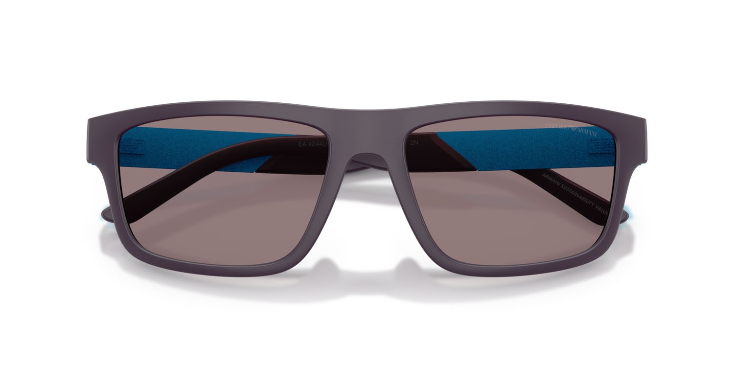 Sunglasses Emporio Armani EA 4244U (62427N) color violetto opaco shape rectangle lenses marrone violetto