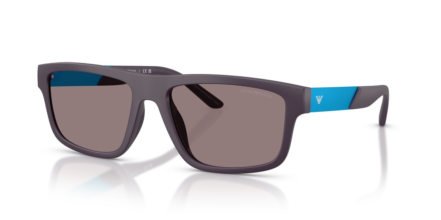 Sunglasses Emporio Armani EA 4244U (62427N) color violetto opaco shape rectangle lenses marrone violetto