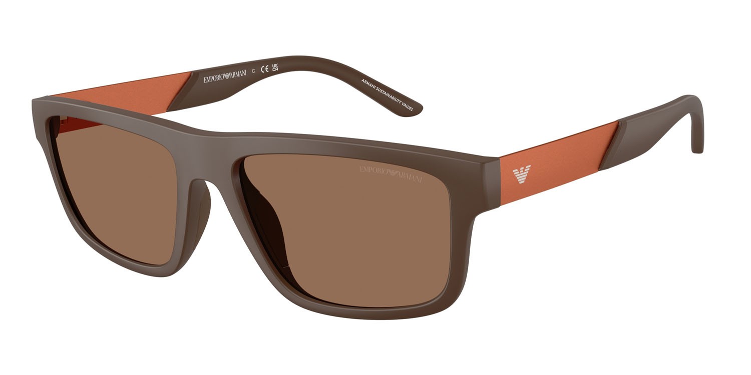 Occhiali da sole Emporio Armani EA 4244U (624373) colore marrone opaco forma rettangolare lenti marrone scuro