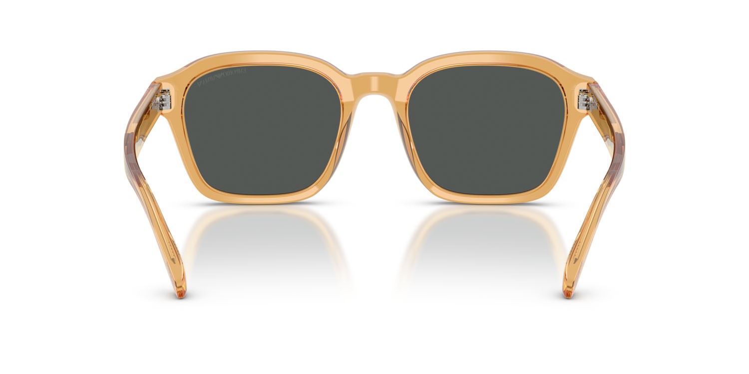 Occhiali da sole Emporio Armani EA 4245U (624687) colore trasparente giallo lucido forma irregolare lenti grigio scuro