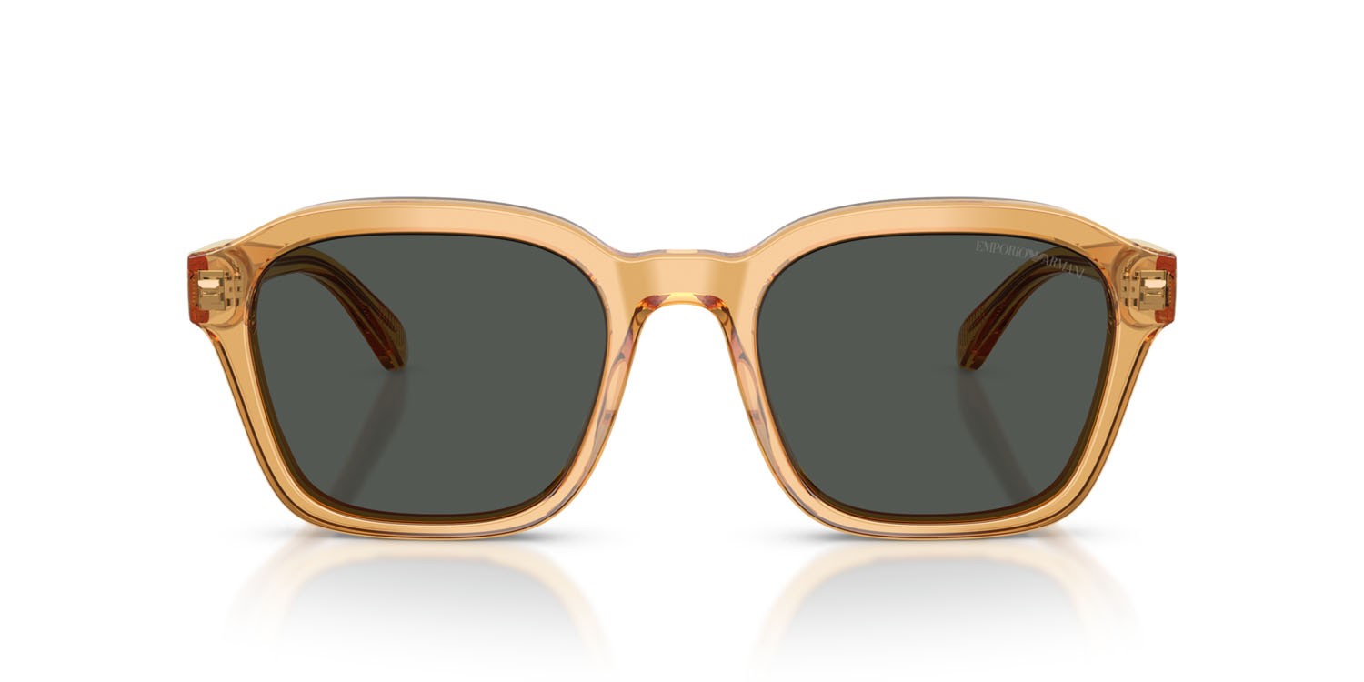 Occhiali da sole Emporio Armani EA 4245U (624687) colore trasparente giallo lucido forma irregolare lenti grigio scuro
