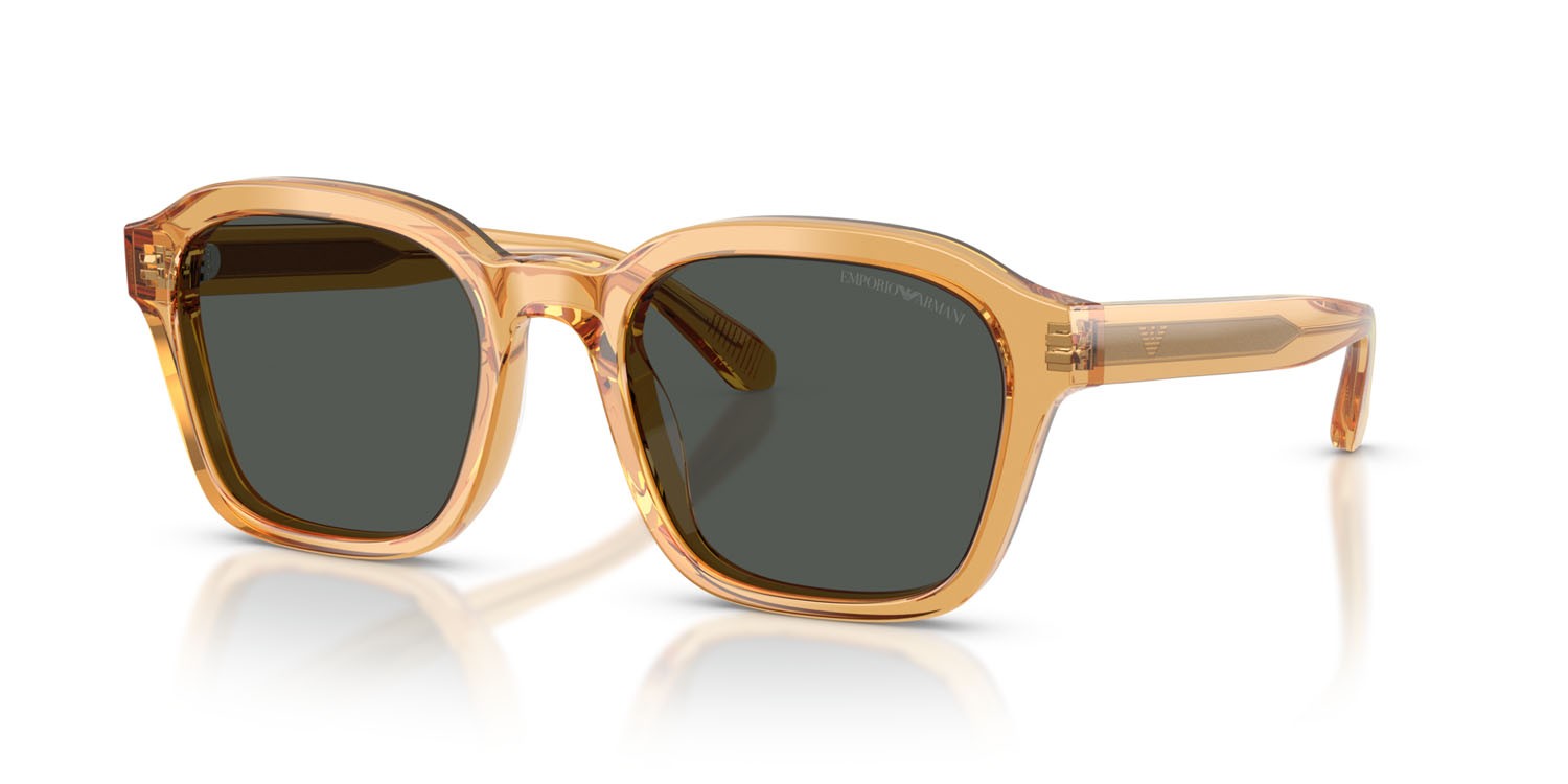 Occhiali da sole Emporio Armani EA 4245U (624687) colore trasparente giallo lucido forma irregolare lenti grigio scuro