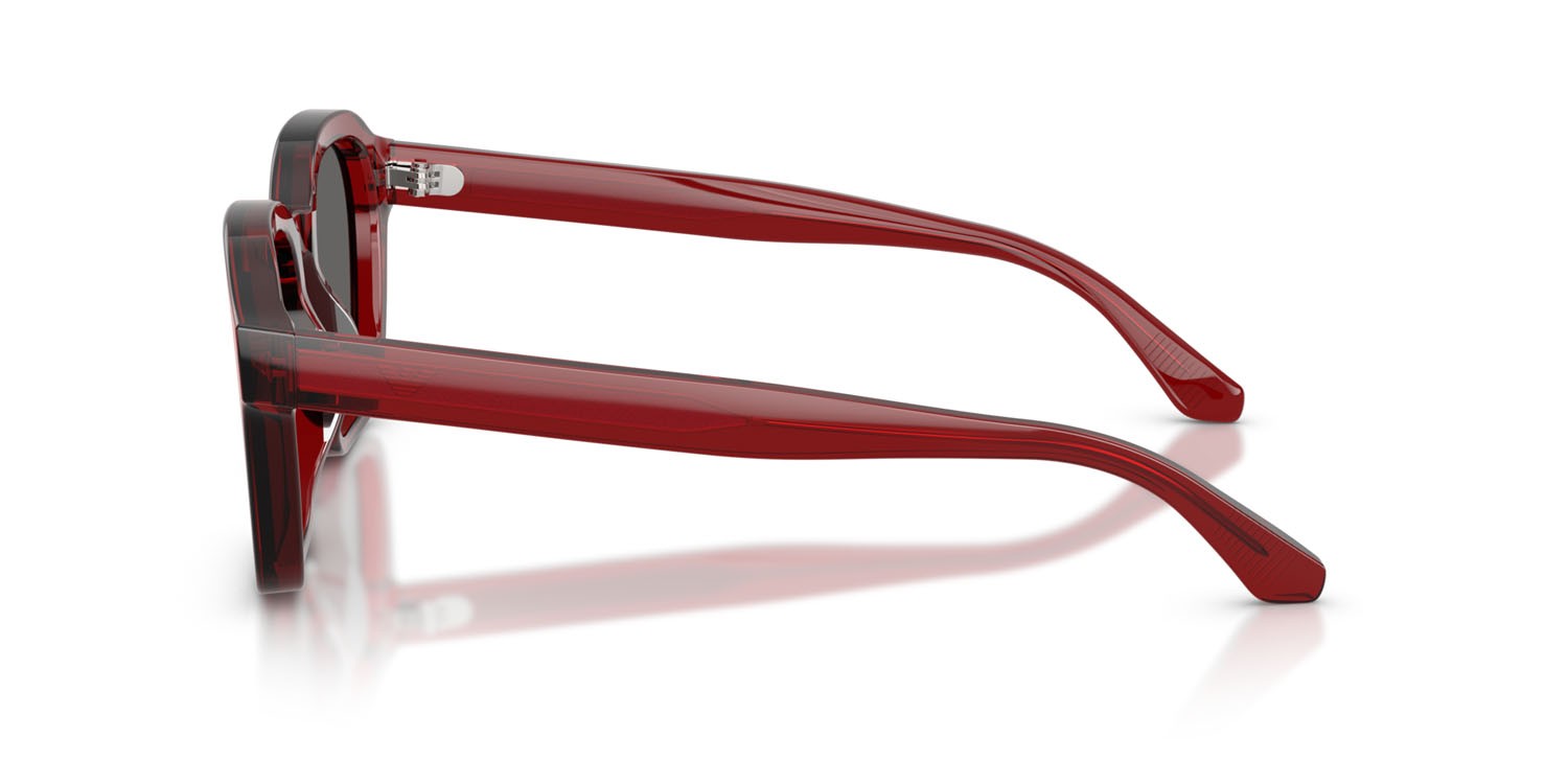 Occhiali da sole Emporio Armani EA 4245U (624887) colore rosso brillante trasparente forma irregolare lenti grigio