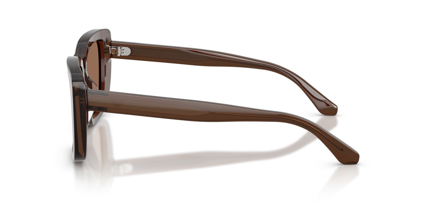 Sunglasses Emporio Armani EA 4246U (625173) color marrone trasparente lucido shape cat eye lenses marrone scuro