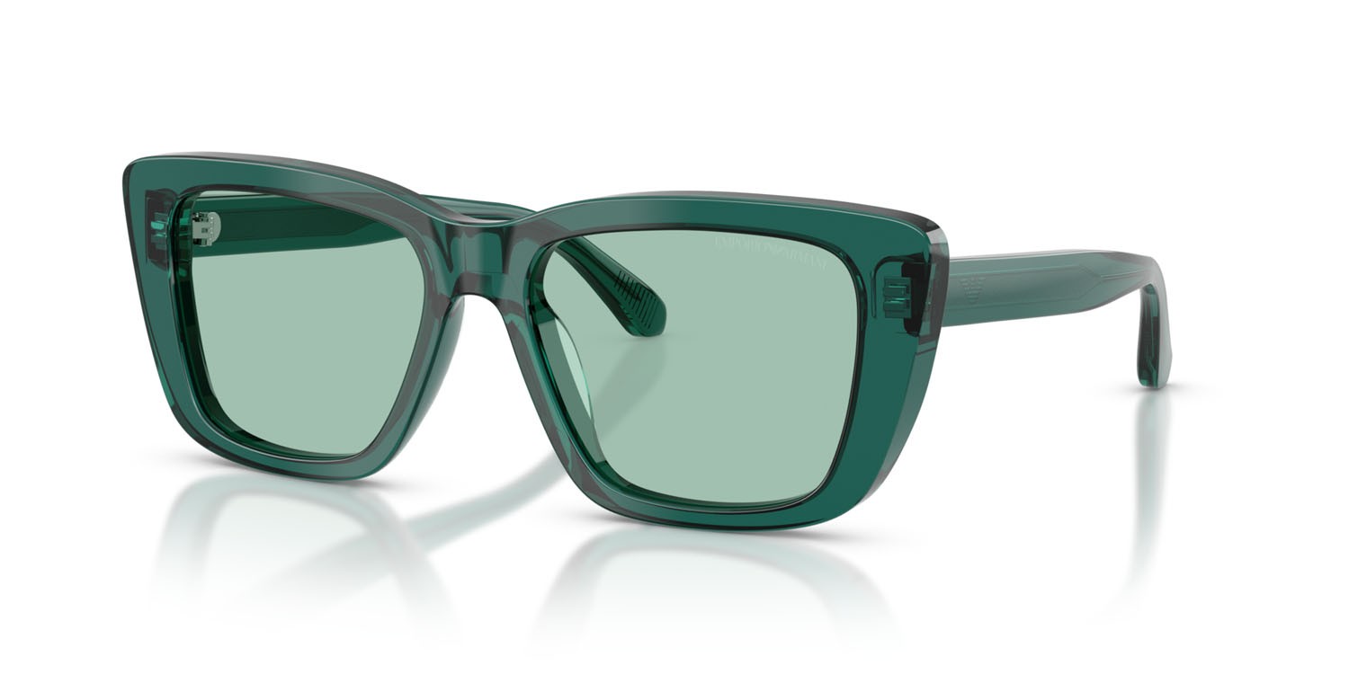 Sunglasses Emporio Armani EA 4246U (6252/2) color verde trasparente lucido shape cat eye lenses verde