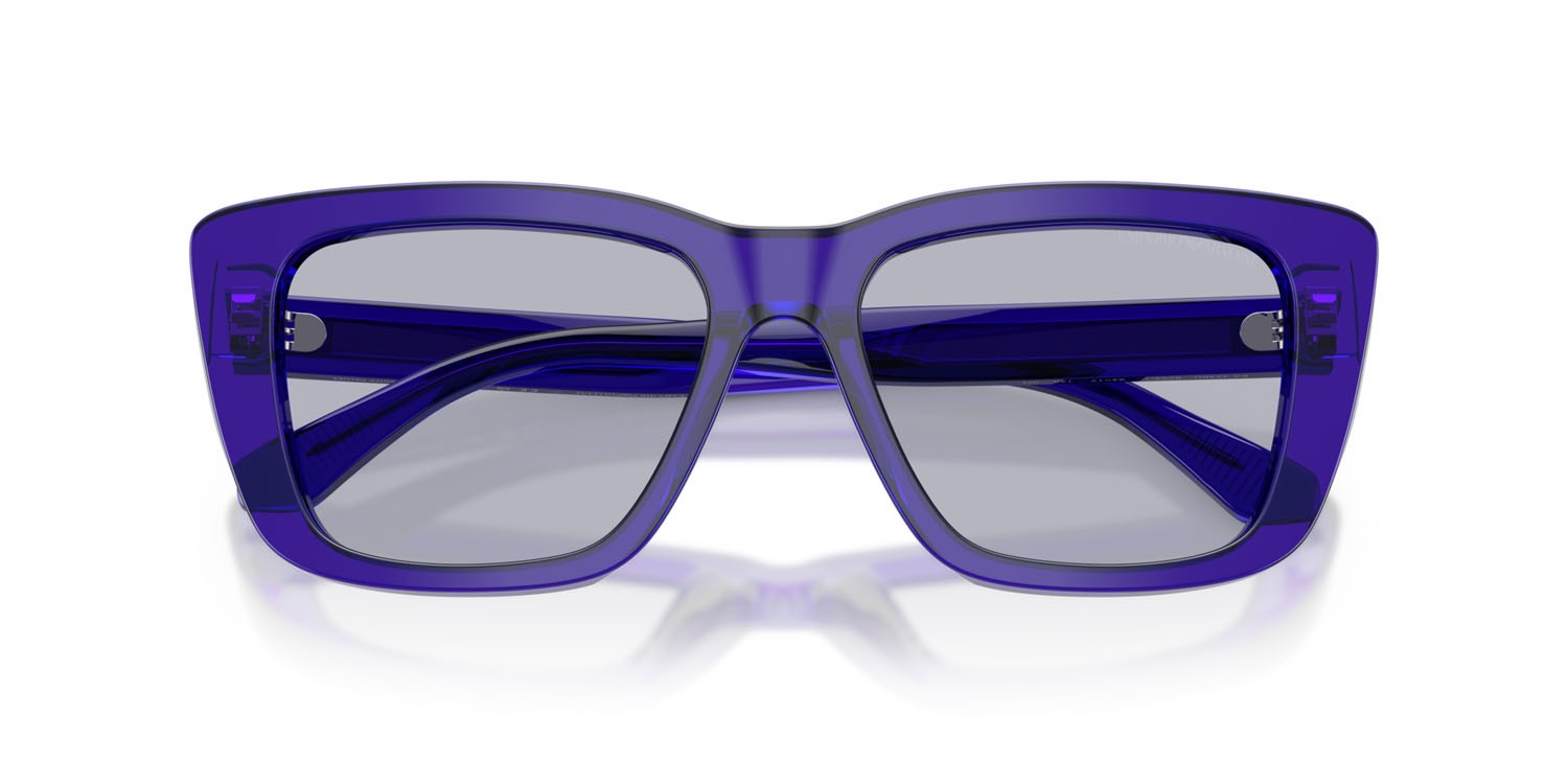Sunglasses Emporio Armani EA 4246U (6253/1) color viola brillante trasparente shape cat eye lenses viola