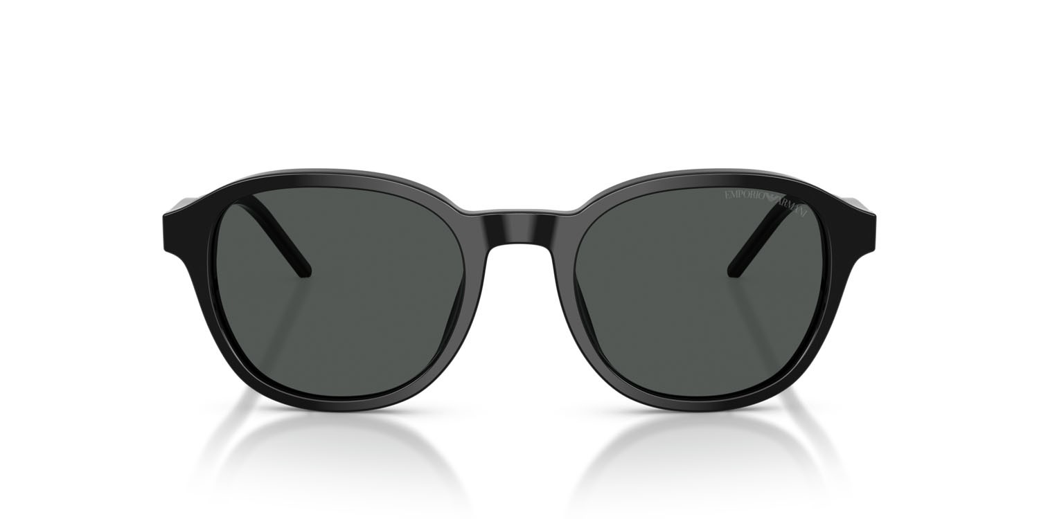 Occhiali da sole Emporio Armani EA 4247U (501787) colore nero lucido forma pantos lenti grigio scuro