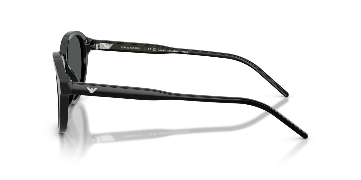 Occhiali da sole Emporio Armani EA 4247U (501787) colore nero lucido forma pantos lenti grigio scuro