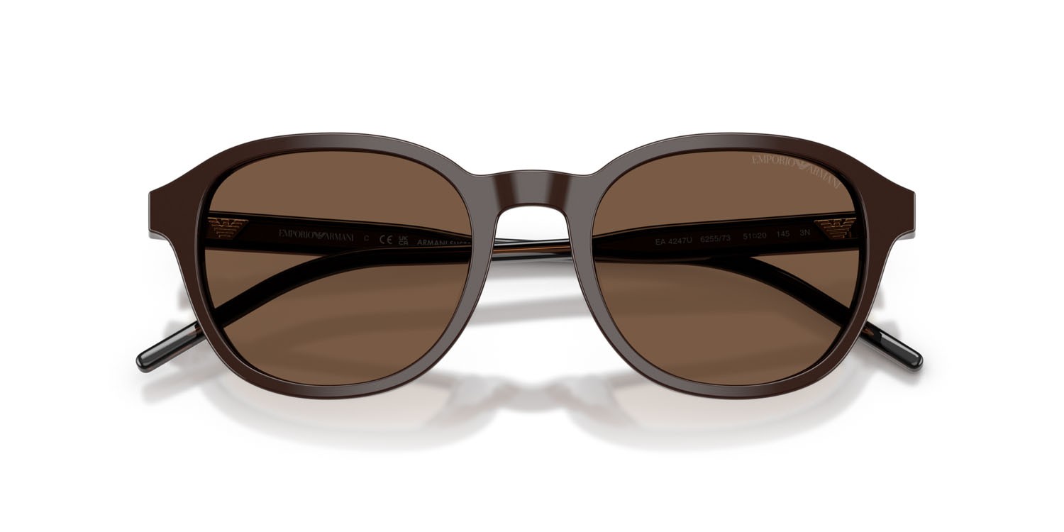 Occhiali da sole Emporio Armani EA 4247U (625573) colore marrone lucido forma pantos lenti marrone