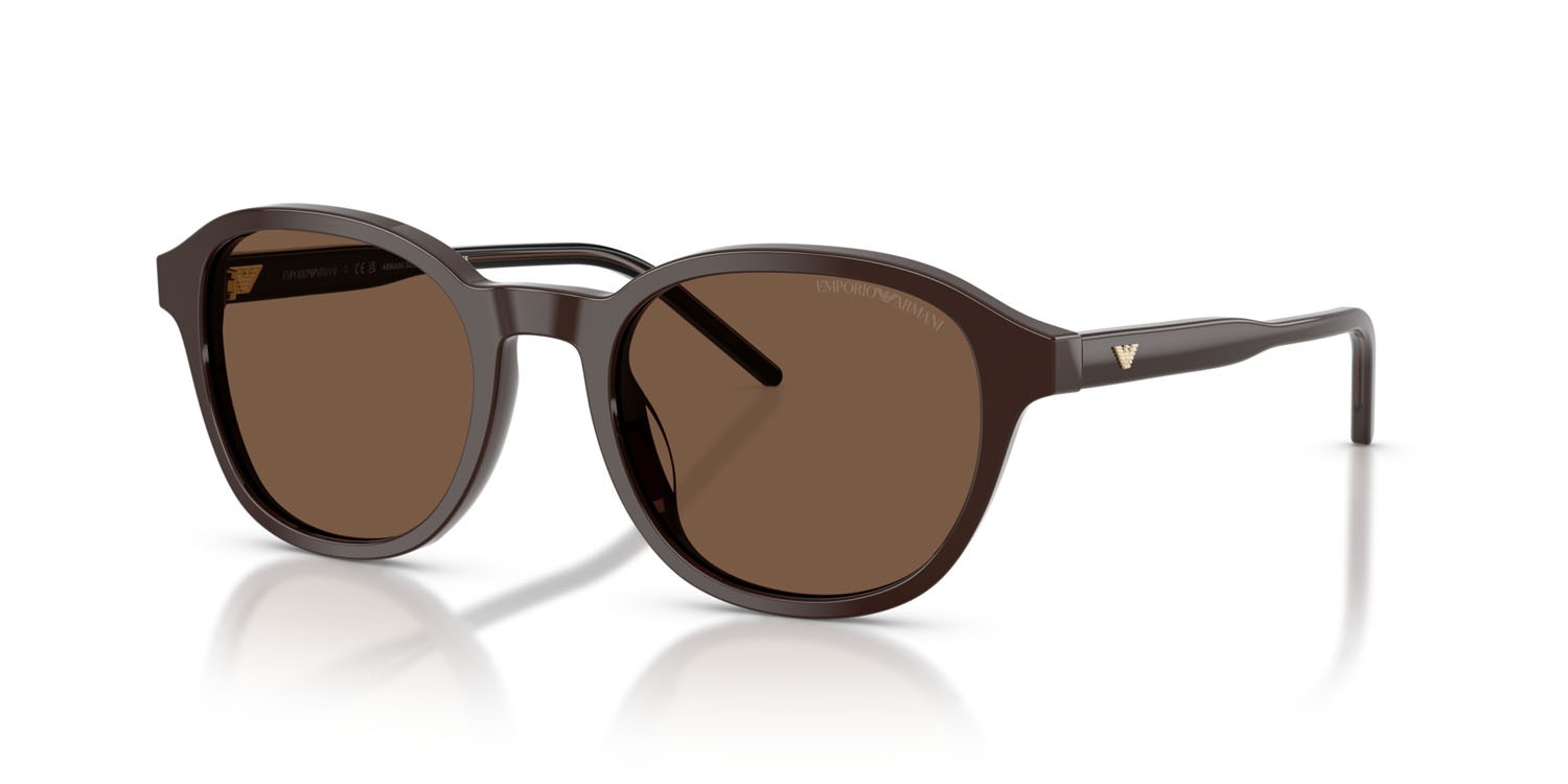 Occhiali da sole Emporio Armani EA 4247U (625573) colore marrone lucido forma pantos lenti marrone