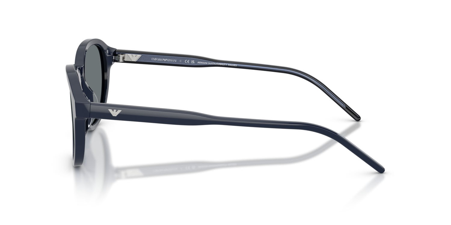Occhiali da sole Emporio Armani EA 4247U (625680) colore blu lucido forma pantos lenti blu scuro
