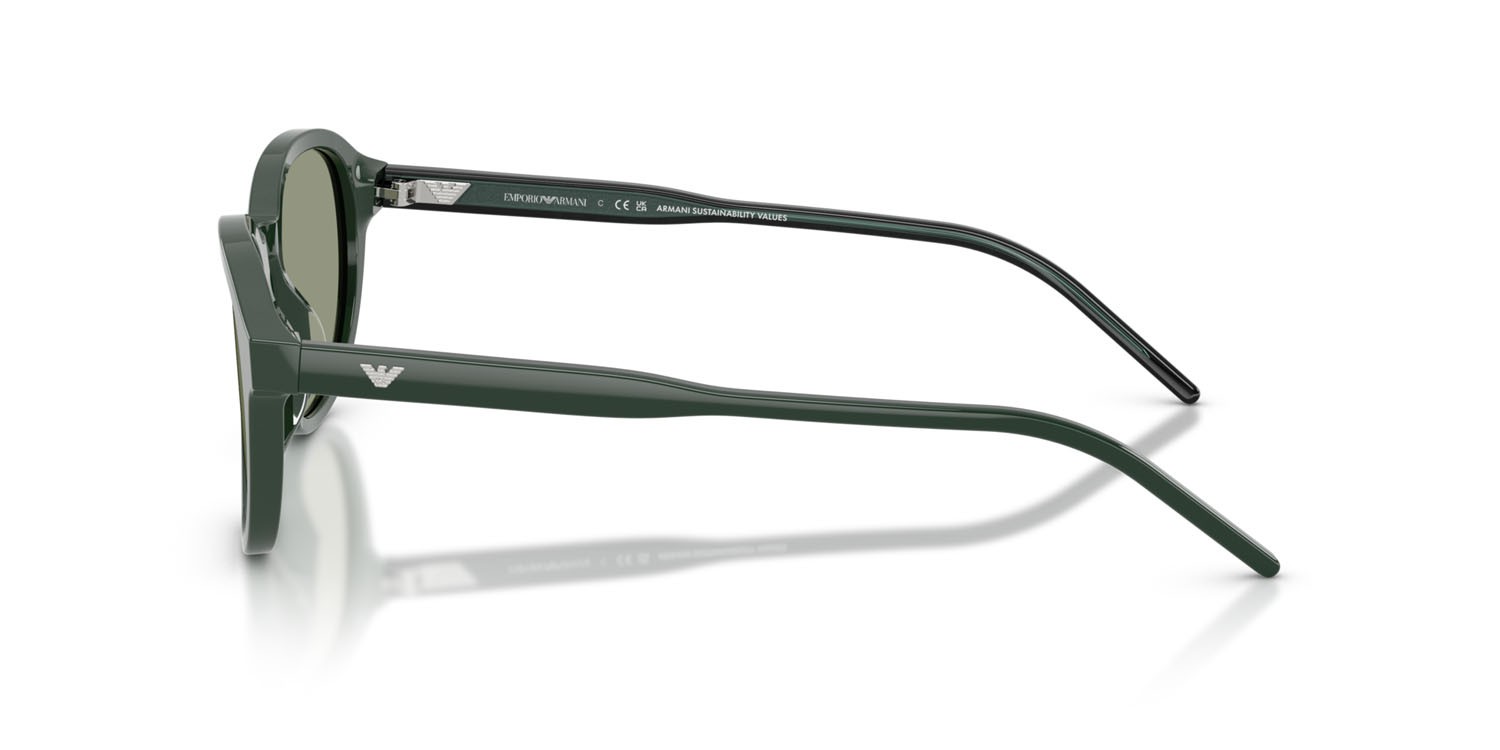 Occhiali da sole Emporio Armani EA 4247U (6257/2) colore verde lucido forma pantos lenti verde