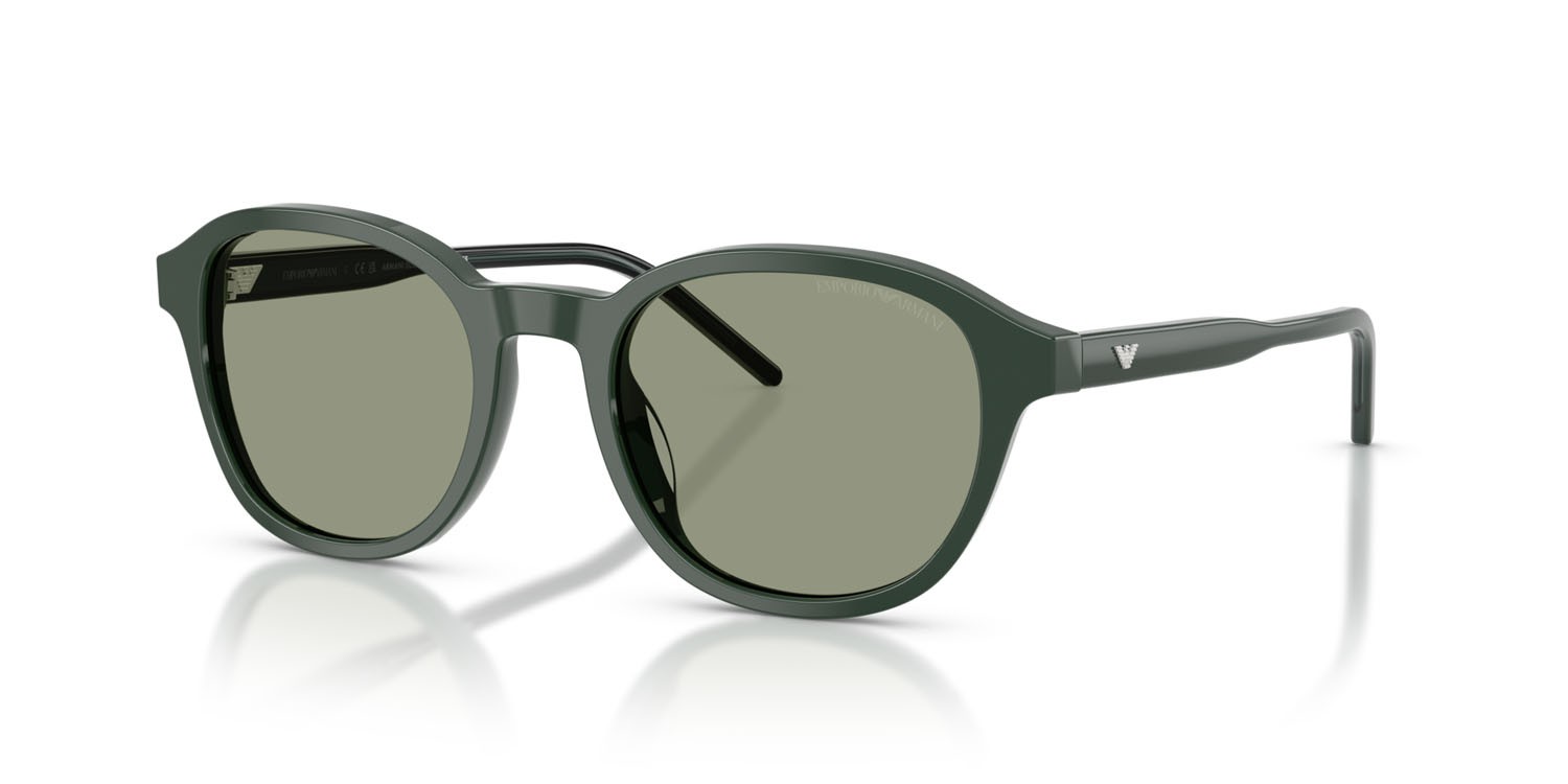 Occhiali da sole Emporio Armani EA 4247U (6257/2) colore verde lucido forma pantos lenti verde